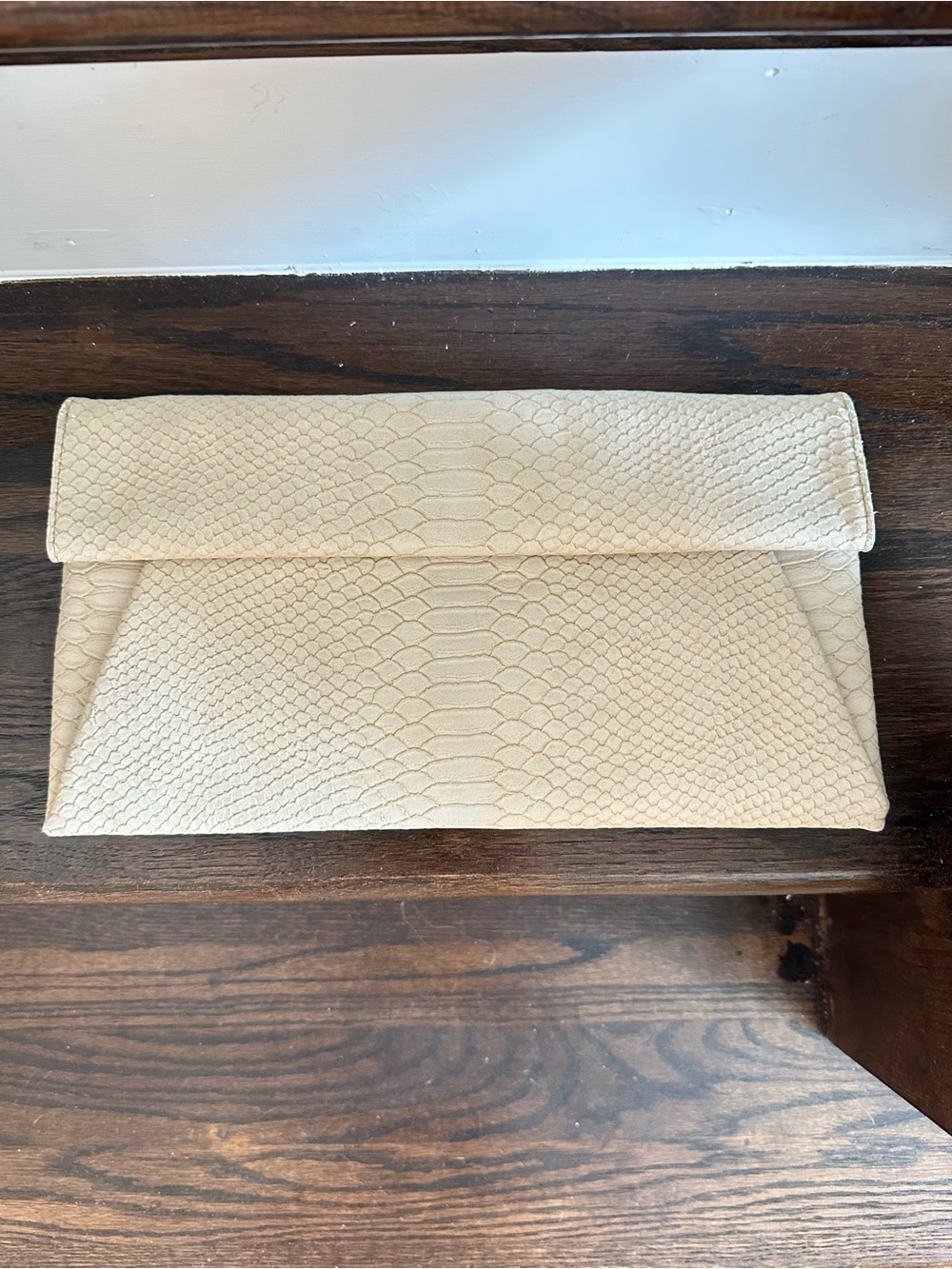 Urban Expressions Cream Snake-Embossed Envelope Clutch